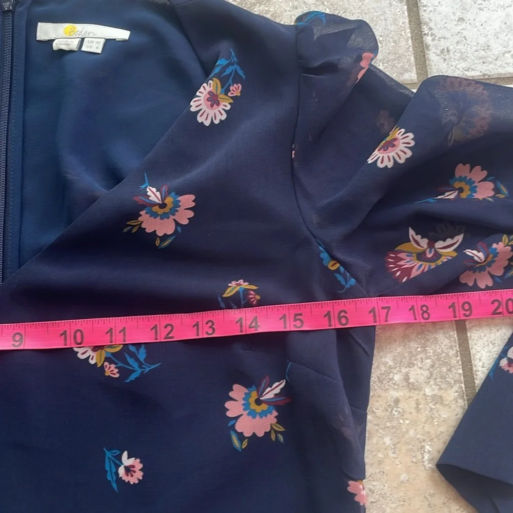 Boden Belgrave Jumpsuit Silk Navy Flourish Scatter